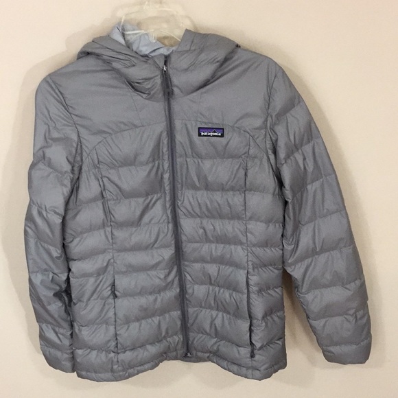 Patagonia Hi-Loft Down  Sweater Hoody Jacket Packable Gray Size Medium - Picture 1 of 16